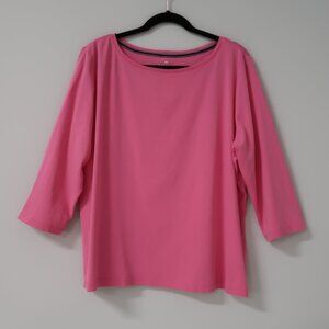 Talbots Pima Cotton Bateau Neck Tee Pink 2X